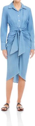 Fifteen Twenty Rayleen Pleated Shirtdress In Chambray