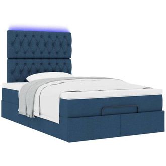 vidaXL Estructura De Cama Otomana Colch&oacute;n Tela Azul 120x190 Cm Vidaxl