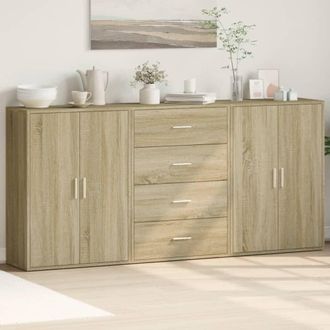 Berkfield Home Sideboards 3 pcs Sonoma Oak 60x31x84 cm Engineered Wood in Brown | Size: 60 x 31 x 84 cm