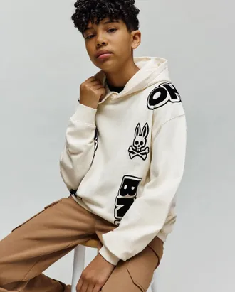Psycho Bunny Kids Toby Oversized Hoodie 250 PRISTINE / M/10-12