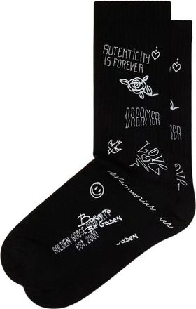 Golden Goose Calcetines acanalados con grafiti - Underwear - unisex - Negro - L