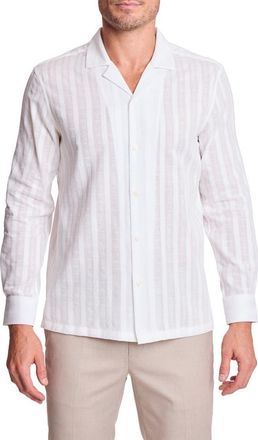 Paisley & Gray Parker Trim Fit Cotton Button-Up Shirt in White Dobby Stripes at Nordstrom Rack, Size Xxx-Large