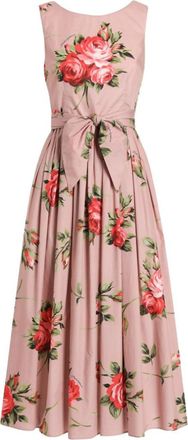 Dolce & Gabbana Pink Floral Round Neck Maxi Dress