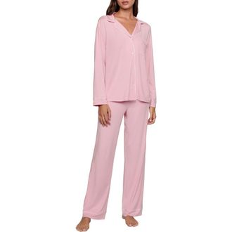 Eberjey Gisele Long Pajamas in Pink Nectar/Ivory at Nordstrom, Size Xx-Small