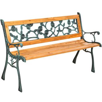 TecTake Banco jard&iacute;n, madera y hierro fundido, resistente, marr&oacute;n 124x52x74cm