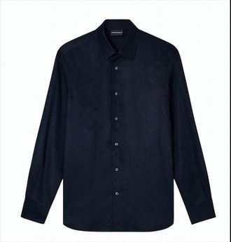 Emporio Armani Lyocell Jacquard Shirt With All-Over Eagle Design