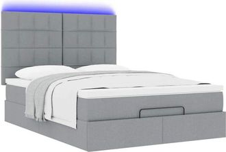 vidaXL Vidaxl - Estructura Cama Otomana Con Colch&oacute;n Tela Gris Claro 140x190 Cm