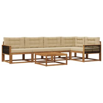 vidaXL Conjunto De Sof&aacute;s De Exterior Con Coj&iacute;n 6 Pcs Natural Y Beige Vidaxl