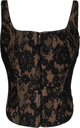 Self Portrait Womens Corset Top Black Lace Polyamide Tops