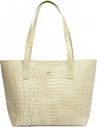 Florez jeans Womens Kyle Croc Tote Bag In Ivory