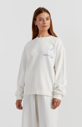 Chinti and Parker Peanuts Athletics Graphic Cotton Sweatshirt in Cream at Nordstrom, Size X-Large