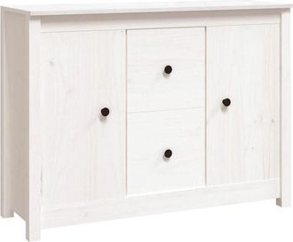 vidaXL Aparador de madera maciza de pino blanco 100x35x74 cm Vidaxl