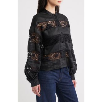 Frame Denim The Statement Heirloom Shirt in Black at Nordstrom, Size X-Small