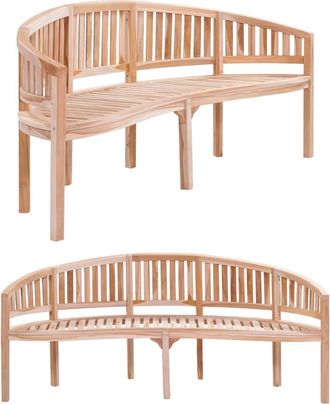 vidaXL Banco Banana De Madera Maciza De Teca 200 Cm Vidaxl