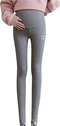 Generic Maternity Leggings Womens Fleece Lined Trousers Over Bump High Elastic Waist Stretchy Belly Support Pregnancy Pant Yoga Workout Trousers Soft Tights B