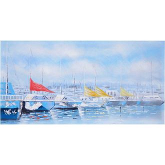Hhg Pintura Al &Oacute;leo Barcos, 100% Pintado A Mano Pintura Mural Xl, 140x70cm