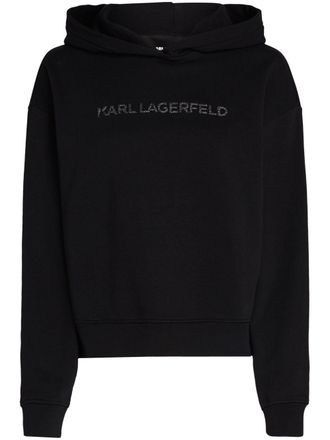 Karl Lagerfeld glitter logo hoodie - Black