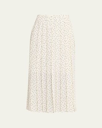 Theory Pleated Polka Dot Wrap Skirt