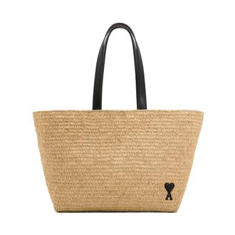 Ami Bolso Tote De Coeur de Rafia - Bags - Hombre - Beige - ONE SIZE