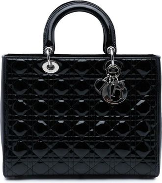 Dior Borsa a tracolla Lady Dior grande con finitura lucida con motivo Cannage 2012 - Nero