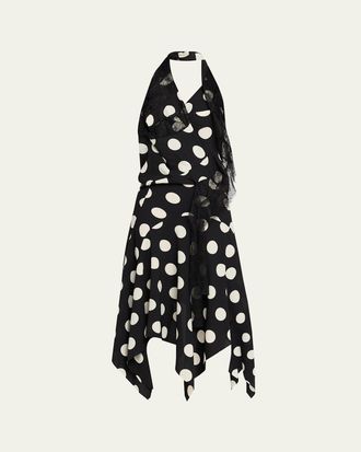 Junya Watanabe Polka Dot Halter Midi Dress