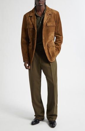 Tom Ford Pleated Wool, Cashmere & Silk Pants in Green Wood at Nordstrom, Size 38 Us