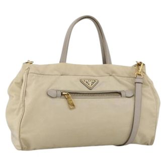 Prada Pre-owned Vintage Nylon Handtas - Dames - Vintage Handtas - Beige - ONE Size - Nylon - Vintage