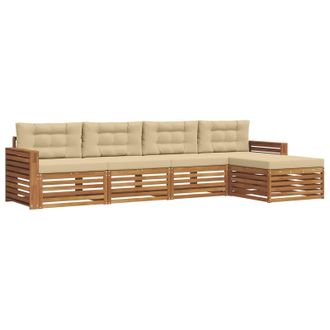 vidaXL Conjunto De Sof&aacute;s De Exterior Con Coj&iacute;n 5 Pcs Natural Y Beige Vidaxl