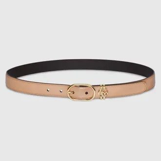 Gucci Belt With Oval Buckle, Beige, Leather