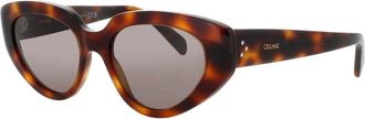 Celine Ladies Brown Rectangular Sunglasses CL40286I53A