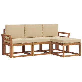 vidaXL Conjunto De Sof&aacute;s De Exterior Con Coj&iacute;n 4 Pcs Natural Y Beige Vidaxl