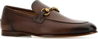 Gucci Mens Two-Tone Leather Loafers Fondente Calf Skin Mocassini