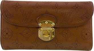 Louis Vuitton Brown Leather Long Wallet (Bi-Fold) (Pre-Owned)