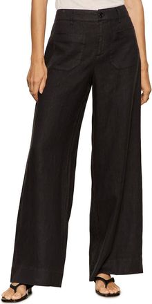 Sanctuary The Marine Linen Wide Leg Pants in Black at Nordstrom, Size 24