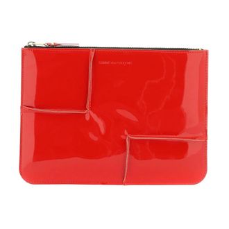 Comme Des Gar&ccedil;ons Clutches, female, Red, Size: ONE SIZE Glossy Patent Leather Embossed Pouch