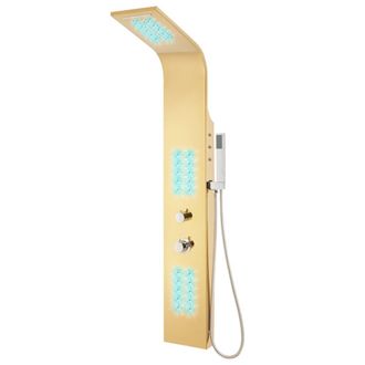 vidaXL Vidaxl - Sistema De Panel De Ducha Acero Inoxidable 201 Dorado Curvo