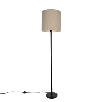 QAZQA Qazqa L&aacute;mpara De Pie Moderna Negra Con Pantalla Boucl&eacute; Beige 40cm