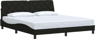 vidaXL Estructura De Cama Sin Colch&oacute;n Tela Negro 180x200 Cm Vidaxl