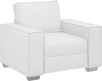 vidaXL Sof&aacute; Silla 59 Cm Con Coj&iacute;n Blanco Cuero Sint&eacute;tico Vidaxl