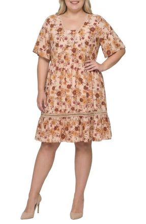 Standards & Practices Floral Print Crochet Lace Trim Dress in Multi Floral at Nordstrom, Size 3 X