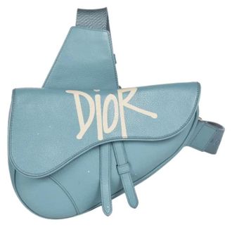 Dior Vintage, unisex, Blauw, ONE Size, Leer, Pre-owned Saddle Schoudertas