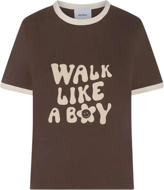 Halfboy Chocoladebruin overhemd met retro-details - Dames - T-shirts - Bruin - L - Katoen - Tops
