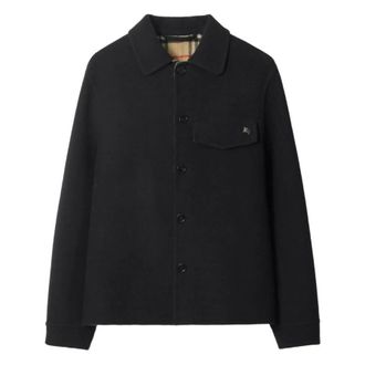 Burberry EKD Embroidered Wool Overshirt, Size Large