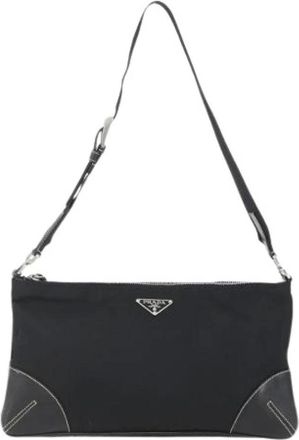 Prada Pre-owned Shoulder Bags, female, Black, Size: ONE SIZE Pre-owned Vintage Nylon Shoulder Bag