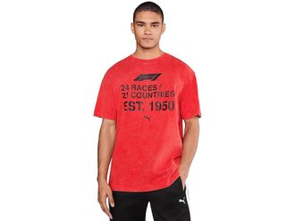 Puma Formula 1 Race Number Graphic T-Shirt Mens T Shirt Pop Red : 2XL, Cotton