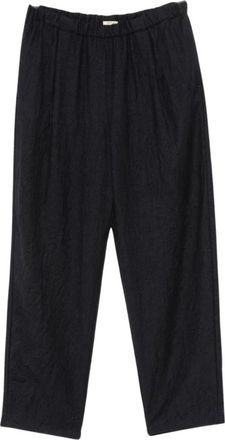 Apuntob Broek met elastische tailleband en textuur - Dames - Wijde Broeken - Blauw - XS - Wol - Broeken