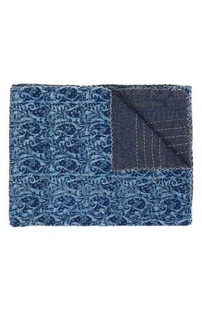 Taj Vintage Cotton Kantha Throw Blanket in Multi Dark Blue at Nordstrom Rack