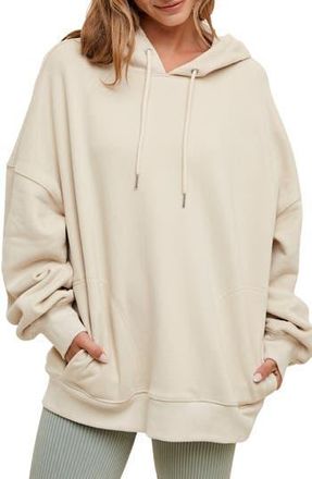 Wishlist Oversize French Terry Pullover Hoodie in Taupe at Nordstrom Rack, Size Medium