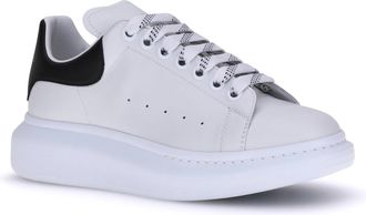 Alexander McQueen Mens Leather Sneakers White-Black White/black