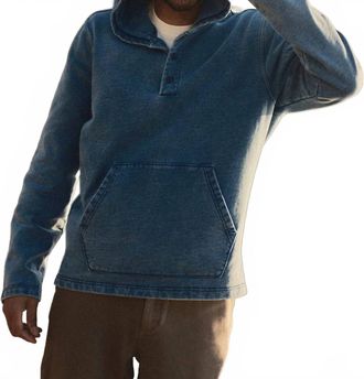 Taylor Stitch The Baja Pullover In Washed Indigo Terry